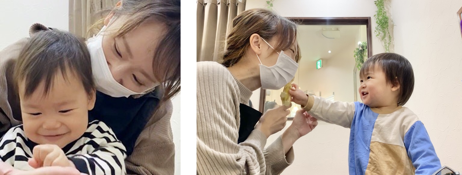 シッターと子供の写真